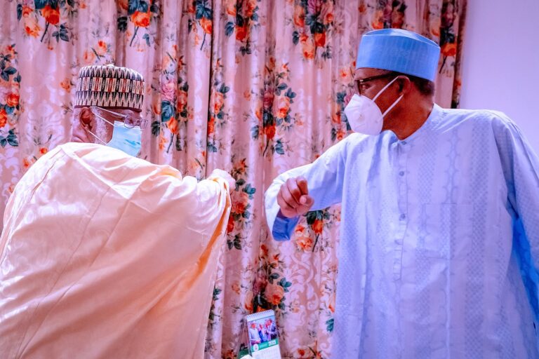 Buhari meets Ex-President Abdulsalam Abubakar in Aso Rock
