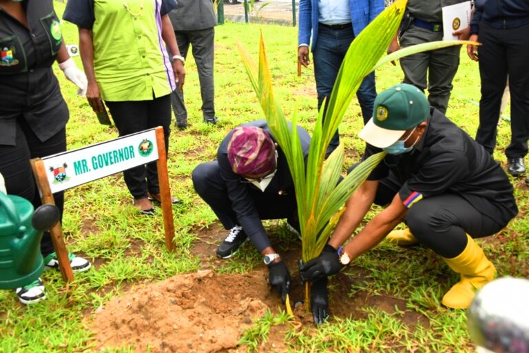 Pictures: Gov. Sanwo-Olu at the year 2021 Tree Planting DAY held at urban forest park, Abraham Adesanya Way, Ajah, on Wednesday, July 14, 2021