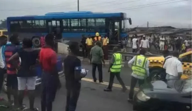 TWO FEARED DEAD IN LAGOS BRT, COMMERCIAL BUS CRASH