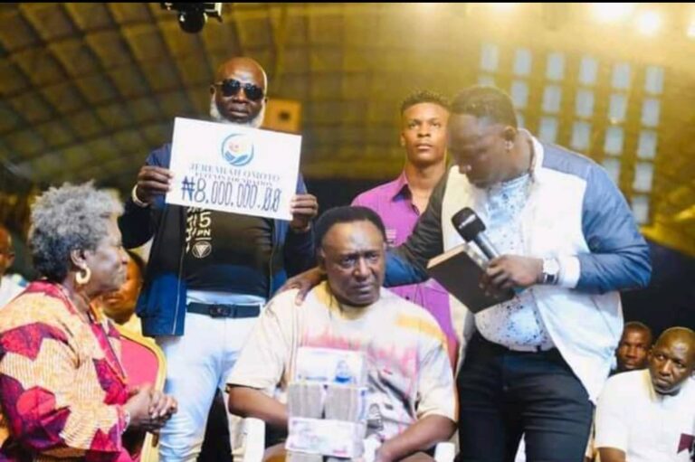 Nollywood actor, Clem Ohameze in tears as he receives N8m from Prophet Jeremiah to offset medical bills.