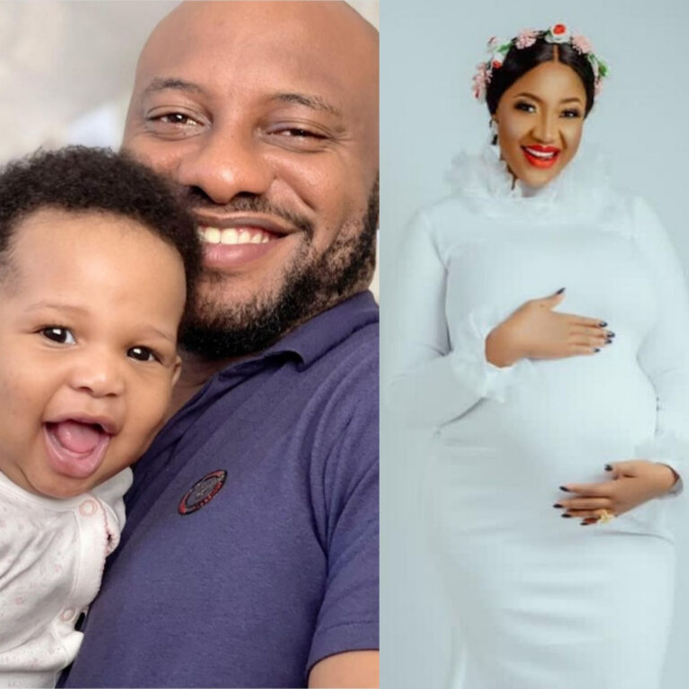 ‘Meet my son born by my second wife’ Yul Edochie shows off as his wife tells him ‘may God judge both of you