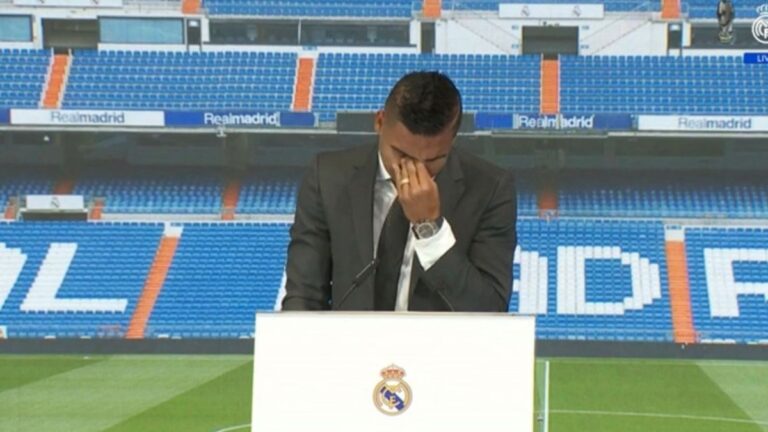 Casemiro breaks down in tears during Real Madrid farewell message.