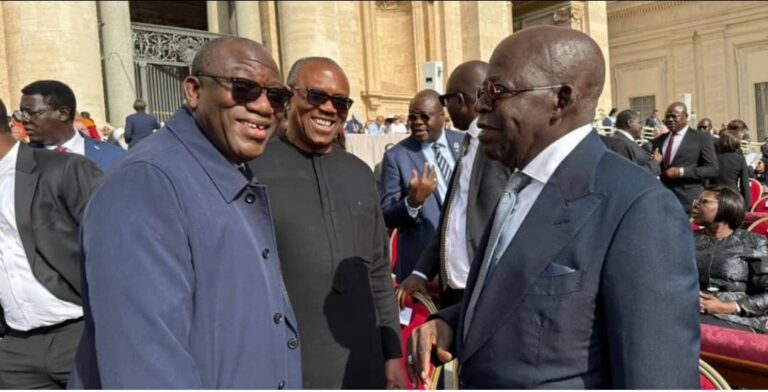 ‘I’m the head of Nigerian delegation,’ Tinubu tells Obi, Fayemi at Vatican Mass.