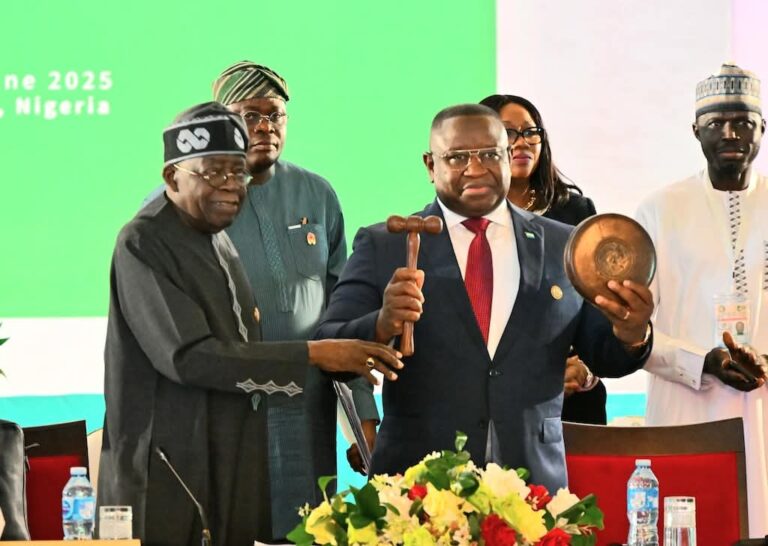 President Tinubu hands over ECOWAS leadership to Sierra Leone’s President Maada Bio, calls for vigilance,  unity,  and inclusive growth