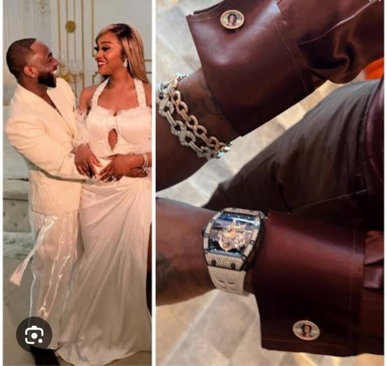 Davido Wears Custom Cufflinks with Ifeanyi’s Image at $3.7m Miami Wedding