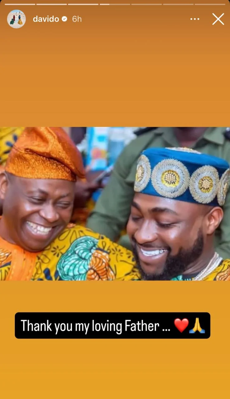 Davido Appreciates Dad for Supporting Him in Paternity Scandal
